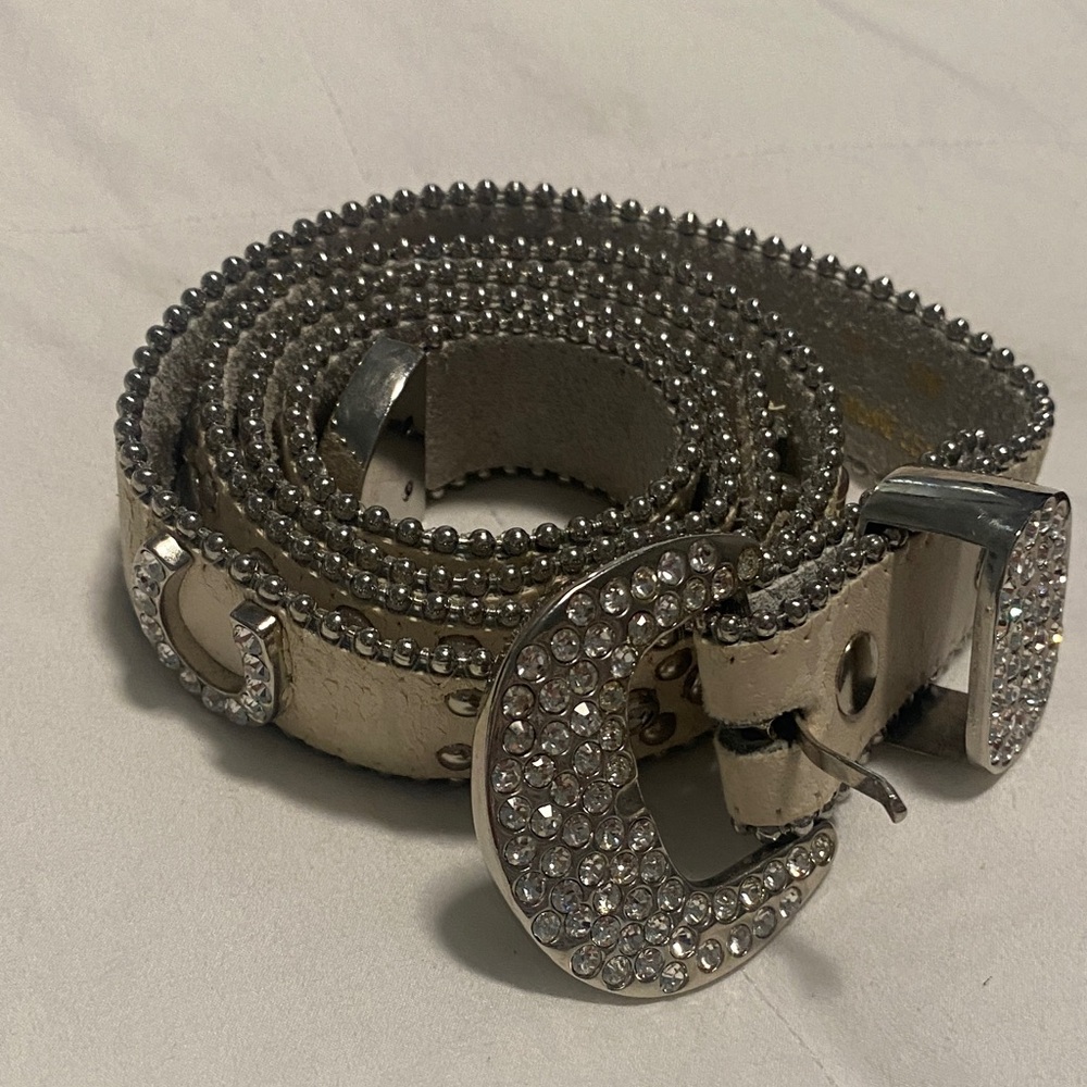 Silver Rhinestone Studded Belt